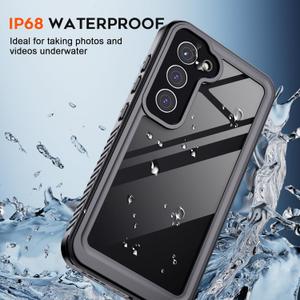 Designed for Waterproof Samsung Galaxy S22 Case, Built-in Camera & Screen Protector [IP68 Waterproof] [Military Drop Proof] Full Body Protective Phone Case for Galaxy S22, Black/Clear