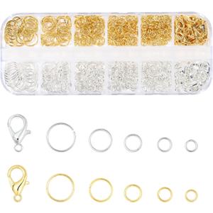 5 Sizes Silver and Gold Open Jump Rings, 500PCS O Rings and Lobster Clasps, Small and Large Jump Rings for Jewelry Making and Keychains