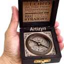 Trust in The Lord with All Your Heart Proverbs 3: 5-6 Quote Religious Compass with Wooden Box, Graduation Day Gifts, Baptism, Confirmation & Communion Compass for Men & Women, Greeting Card Included