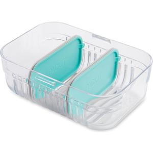 PackIt Mod Lunch Bento Food Storage Container, Mint Green, Shatterproof Crystal Clear Base, with Leak-resistant Dividers and Lid, Microwavable, Dishwasher Safe, Perfect for Meal Prep