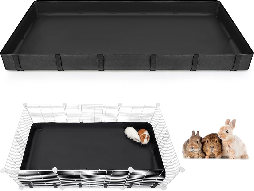 Glittme Guinea Pig Cage Liner, Waterproof Liner for Guinea Pigs, Guinea Pig Bedding with Tarp Bottom for Grid Cage, Cage Liners for Guinea Pig, Bunny, Hamster, Rabbit,Not Include Cage,56 * 28 inches (Black)