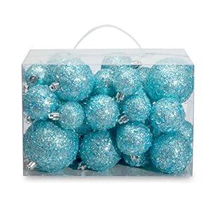 AMS 34ct Handmade Iridescent Xmas Balls Shatterproof Christmas Ornaments Set Glitter Special Colour Decoration (34ct, Blue Iridescence)