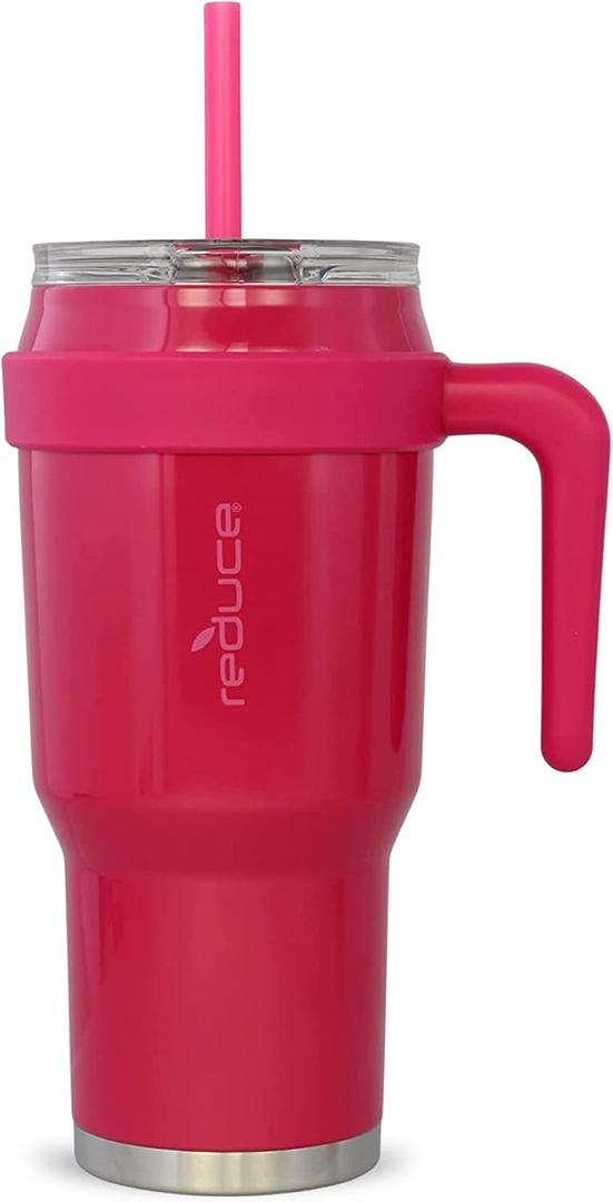 REDUCE 40 oz Tumbler with Handle and Straw, Stainless Steel with Sip-It-Your-Way Lid - Keeps Drinks Cold up to 34 Hours - Sweat Proof, Dishwasher Safe, BPA Free - Orchid, Opaque Gloss, (12543)
