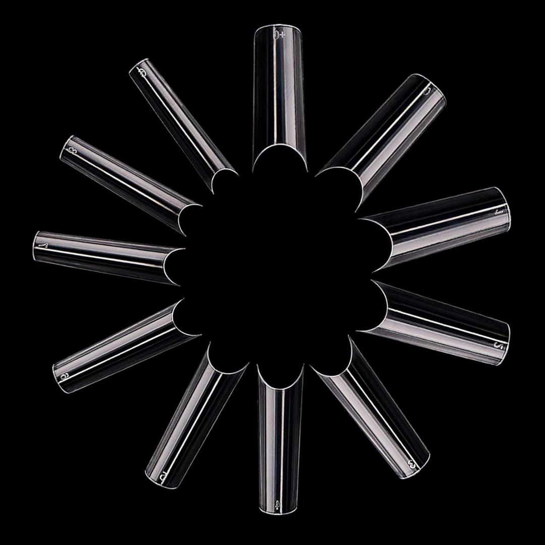 FITDON 550pcs C Curve Long French False Nail Tips, Clear Half Cover Acrylic Fake Nails for Nail Salons and DIY Nail Art