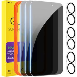 PEHAEL 3+3 Pack for iPhone 17 Privacy Screen Protector with Camera Lens Protector Full Coverage Anti-Spy Tempered Glass Film 9H Hardness Easy Installation Bubble Free [6.3 inch]