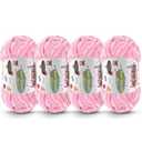 4 Skeins Fluffy Chenille Yarn for Crocheting - Chunky Velvet Yarn for Scarves Shawls, Baby Blankets, Hats Plush Toys, Plush Yarns Each Skein 49.2yd, 3.5oz (Cherry Pink)