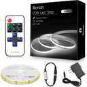 COB LED Strip Light with Remote Control, Dimmable, 6500K, White COB Light Strip, Indoor Led Light Strip for Living Room, Bedroom, Kitchen