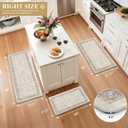 Pauwer Anti Fatigue Kitchen Floor Mats Set of 3, PVC Foam Padded Kitchen Rugs, Non Slip Cushioned Comfort Standing Mat, Waterproof Sink Rug for Small Kitchen Area, Laundry Room, Khaki