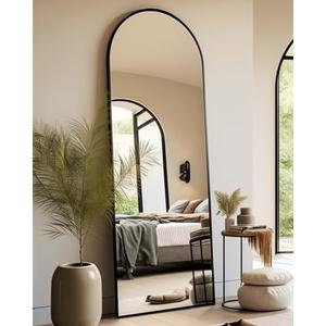 BEVERDY Arched Full Length Mirror - 18"x58" Standing Mirror with Stand or Wall Mounted for Bedroom and Living Room - Black