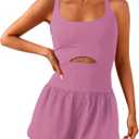 Wenlia Women Workout Romper Onesie with Padded Bras Sleeveless One Piece Outfits Shorts Athletics Running Jumpsuit Clothes (Medium, Rose Red)