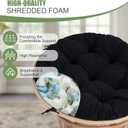 idee-home Papasan Chair Cushion, Circle Papasan Chair Cushion(Cushion Only) | Papasan Cushion with Thick Corduroy Cover, 48 x 48 Inch Cushion for Egg Chair, Black