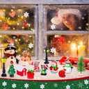 Sawysine 64 Pcs Christmas Miniatures Figurines Santa Xmas Garden Miniature Ornaments Kit Snowman Fairy Resin Ornaments Pine Tree for Garden Accessories(Vivid)