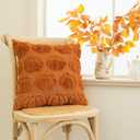 Pumpkin Fall Decorative Throw Pillow Covers 18"x18", Set of 2 Orange Soft Faux Fur Pillow Covers for Autumn Harvest, Fluffy Plush Accent Pillow Cases for Farmhouse Couch Cushion Covers