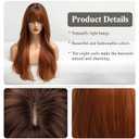 HAIRCUBE Long Auburn Wig with Bangs Layered Curly Orange Wigs for Women Natural Synthetic Wigs for Daily Use (pelucas de cabello natural)