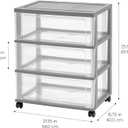 IRIS USA Plastic Drawer Storage Organizer Rolling Cart, with Wheels Casters, 3-Drawers, for Art Craft Supplies Bathroom Dorm Bedroom Laundry Room, Wide, Gray