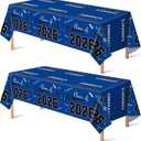 2 x OHOME Graduation Decorations 2026 2027- % Disposable Plastic Blue Tablecloth for Class of 2026 Decorations Party Favors Supplies Banner,54" X 108",2Pack