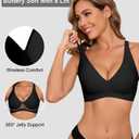 Wireless Bras for Women Bralettes - Womens Seamless Low Cut Deep V Bra No Underwire Padded Tshirt Bras (Black, S)