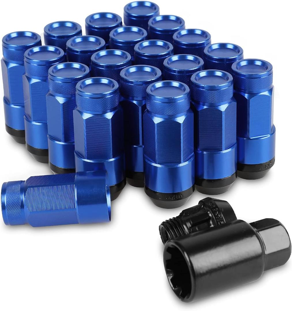 20PCS Closed End Lug Nuts M12X1.5 Wheel Rims Lug Nuts +Socket (Bule) (Blue)
