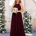 Wedtrend Women's Formal Dress, Halter Long Prom Dress Floral Lace Bridesmaid Dresses (Red, S)