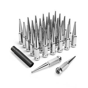 9/16-18 Spike Lug Nuts for 1994-2011 Dodge Ram 2500 3500, 2002-2010 Ram 1500, 1988-1997 Ford F250 F350, 2004-2009 Durango, 32PCS Spiked Lug Nuts 9/16-18 Chrome with Socket Key for Aftermarket Wheel (Silver)