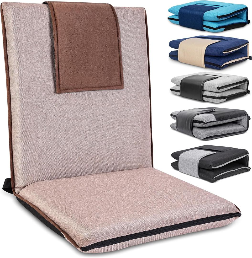 FASTMOMENT Floor Chair with Back Support Foldable Meditation Seat, Coffee, Regular