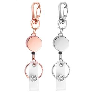 bolimoss 2 Pack Retractable Keychain, Retractable Badge Holder, Badge Reel for Id Card Holders, Id Card Holder （Silver,Rose Gold)