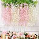 Waipfaru 36 Pack Wisteria Hanging Flowers, White Light Pink Wisteria Artificial Flowers, 3.6 Feet/Pcs Fake Flowers Garland Vines for Bedroom Wedding Home Party Wall Decoration