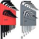 36-Piece Hex Key Allen Wrench Set with Ball End - SAE/Metric Sizes and 2 Storage Cases (Black)