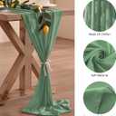 2 Pack 10 Ft Chiffon Table Runner Sage Green Gauze Long Table Runners 27x120 Inches Sheer Tulle Table Runner for Rustic Wedding Reception Bridal Shower Decorations Birthday Party