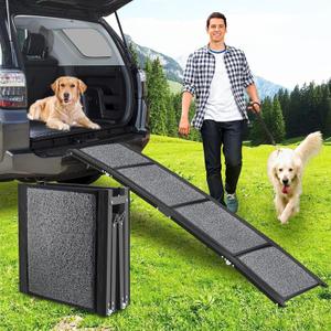 Dog Ramp for SUV,67''17'' Large Dog Car Ramp Pet Steps with Non-Slip Surface for Easy Car & SUV & Small Truck, Portable Folding Pet Stair Ramp for Medium & Large & Old Dogs - Up to 250LBS