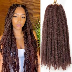 Marley Twist Braiding Hair 24 inch Afro Kinky Curly Crochet Braids 8 Packs Cuban Twist Crochet Braids Synthetic Low Maintenance Skin-Friendly Marley Hair Extensions(33#, Packs of 8)