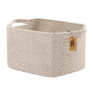 COMFY-HOMI Storage Basket for Shelves, Woven Baskets for Storage, Cotton Rope Basket for Toys,Towel Baskets, Toy Storage Organizer, Storage Cube Bin, Organization and Storage-All Brown (13.5"X11"X9.5")