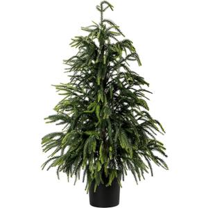 3FT Real Touch Artificial Norfolk Pine Tree Realistic Christmas Topiary Trees for Front Porch Decor Faux Shrubs Fake Greenery Potted Plants for Outdoor Indoor Home Decoration (1, Gradient Green)