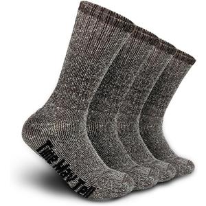 Time May Tell Mens Merino Wool Hiking Cushion Socks Thermal Warm Crew Winter Boot Socks Pack (2/4 Pair,6-13 Size)