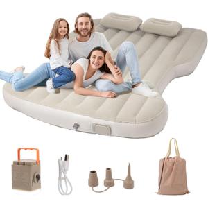 for Tesla Model Y Air Mattress, Self Inflating Car Camping Mattress with Wireless Charging Air Pump, 2 Pillows, Storage Bag, Sleeping Mat for Tesla Model Y Accessories 2020-2024 2025 (Beige)