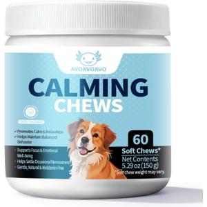 Calming Chews for Dogs – Helps with Anxiety, Stress & Barking – Promotes Relaxation, Calm Behavior & Focus (60)