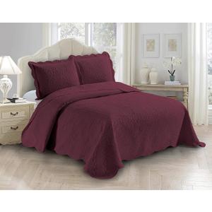 Fancy Linen 3pc Embossed Coverlet Bedspread Set Oversized Bed Cover Solid Floral Daisy Pattern New # Allis (King/California King, Burgundy)