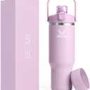 32 oz Stainless Steel Tumbler with Handle and Straw, Vacuum Insulated Water Bottle with 2-in-1 Lid (Chug/Straw) and Silicone Boot (Lavender Mist)