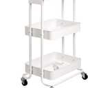 Amazon Basics 2-Tier Rolling Metal Utility Cart with Shelf, Portable Multi-Functional Storage, White, 29.92 x 18.11 x 13.58 inches