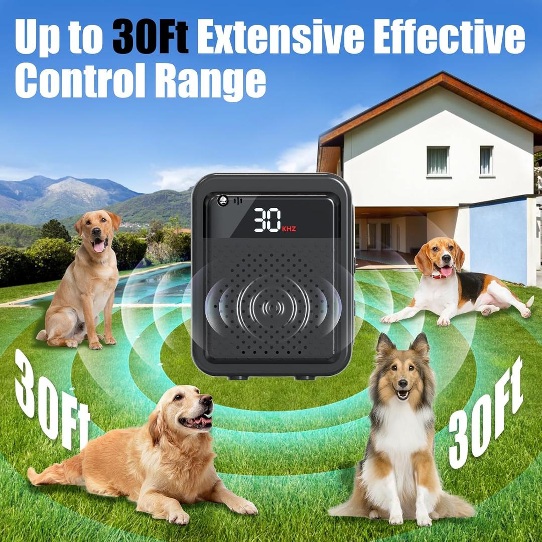 Anti Barking Device for Dogs  3 Adjustable Frequency (10-30kHz), 30 Ft Range, Rechargeable, Auto Bark Detection Black