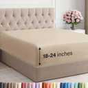 Extra Deep Queen Fitted Sheet - Hotel Luxury Single Fitted Sheet Only - Easily Fits 18 inch to 24 inch Mattress - Ultra Soft, Wrinkle Free w/Extra Deep Pockets - Easy-Care, Breathable & Comfy - Cream