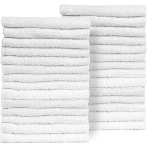 Salon Towels for Hair Stylist - Pack of 24, Not Bleach Proof, 16 by 27 Inches, Highly Absorbent Cotton Towels for Hand, Gym, Beauty, Spa, and Home Hair Care (White)