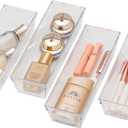 Backerysupply Clear Plastic Drawer Organizer Tray for Vanity Cabinet (9"3"2"Set of 8),Storage Tray for Makeup, Kitchen Utensils, Jewelries, and Gadgets