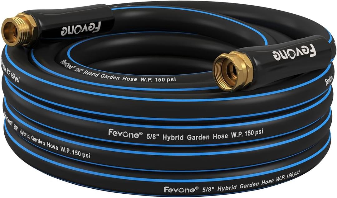 25ft Heavy Duty Garden Hose, Water Hose – 5/8" ID, 600 PSI, Hybrid Polymer, Kink-Resistant, Flexible, Durable, 3/4" GHT Solid Brass Fittings