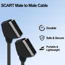 SCART to SCART Cable Lead Adapter Fully Wired 21 Pin Male to Male Nickel Plated Audio Video Connector Adapter Extension Cable for TV VCR DVD -1.5M/4.92FT -2pcs