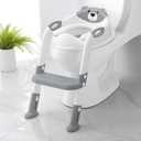 Potty Training Seat ，SKYROKU Potty Training Toilet with Step Stool Ladder, for Kids Boys Girls Toddlers Comfortable Safe Potty Seat with AntiSlip Pads Ladder （Grey）