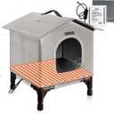 Rest-Eazzzy Heated Cat House for Outdoor Cats, Waterproof, Fully Insulated Shelter for Stray and Feral Cats, Great for Cat Houses for Outdoor Cat and Cat Beds for Indoor Cats (Grey-Heat, Small)