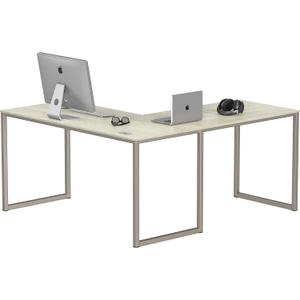 SHW Mission 55 x 60 Inches L-Shape Home Office Computer Desk, Maple