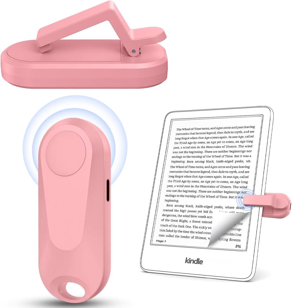 DATAFY [Case-Friendly] Page Turner for Kindle Paperwhite Oasis Kobo eReaders, Camera Camcorder Remote Controls, Page Turner Clicker for ipad Tablets Reading Novels with Wrist Strap Storage Bag (Pink)
