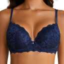 Push Up Bras for Women Add 2 Cups Sexy Lace Cleavage Extra Padded Plunge Bra Underwire 34A